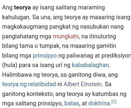 Ano ang ibig sabihin ng teorya .